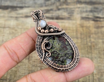 Dragon Blood Jasper Pendant Copper Wire Wrapped Pendant Dragon Blood Jasper Gemstone Pendant Christmas Gift For Her Mother Jasper Jewelry