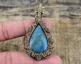 Labradorit Kupfer Anhänger Kupferdraht Eingewickelt Edelstein Anhänger Handgemachter Kupferdraht Schmuck Geschenk Für Frau Labradorit Schmuck Hochzeitsgeschenk