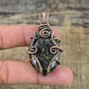 Dragon Blood Jasper Pendant Designer Copper Wire Wrapped Pendant Dragon Blood Jasper Gemstone Pendant Jewelry Handmade Pendant Wedding Gift