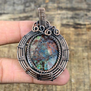 Chrysocolla Pendant Copper Wire Wrapped Pendant Chrysocolla Gemstone Pendant Gift For Her Handmade Pendant Jewelry Chrysocolla Jewelry