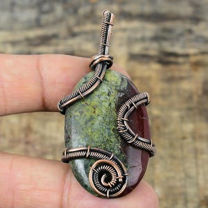 Dragon Blood Jasper Pendant Designer Copper Wire Wrapped Pendant Dragon Blood Jasper Gemstone Pendant Jewelry Handmade Pendant Gift For Her