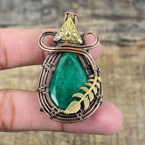 Emerald Pendant Copper Wire Wrapped Pendant Emerald Gemstone Pendant Copper Jewelry Christmas Gift For Her Handmade Jewelry Emerald Jewelry