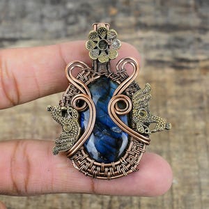 Labradorite Pendant, Copper Wire Wrapped Pendant, Labradorite Gemstone Pendant Jewelry, Handmade Pendant Jewelry, Gift For Mother
