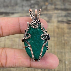 Emerald Pendant Attractive Copper Wire Wrapped Pendant Emerald Gemstone Pendant Jewelry Handmade Pendant Jewelry Birthday Gift For Women