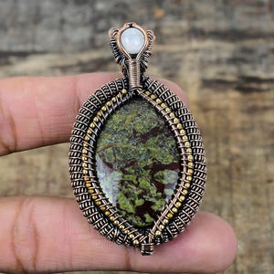 Dragon Blood Jasper Pendant, Copper Wire Wrapped Pendant, Dragon Blood Jasper Gemstone Pendant, Handmade Designer Pendant Gift For Mother