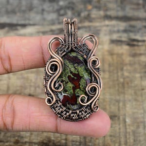 Dragon Blood Jasper Gemstone Pendant Lovely Copper Wire Wrapped Pendant Jasper Gemstone Jewelry Handmade Pendant Gift For Love