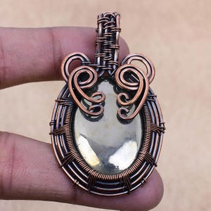 Golden Apache Pyrite Pendant Copper Wire Wrapped Pendant Golden Apache Pyrite Gemstone Pendant Jewelry Handmade Jewelry Gift For Wife