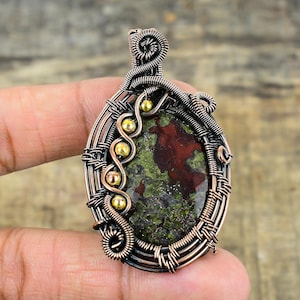 Dragon Blood Jasper Pendant Copper Wire Wrapped Pendant Dragon Blood Jasper Gemstone Pendant Christmas Gift For Her Mother Jasper Jewelry