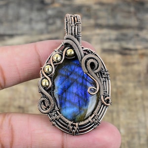 Labradorite Pendant Ravishing Copper Wire Wrapped Pendant Labradorite Gemstone Pendant Jewelry Handmade Pendant Jewelry Gift For Mother