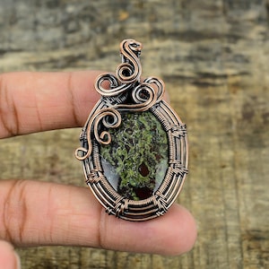 Dragon Blood Jasper Pendant Designer Copper Wire Wrapped Pendant Dragon Blood Jasper Gemstone Pendant Jewelry Handmade Pendant Gift For Her