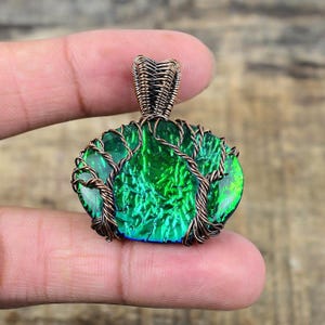 Double Tree of Life Australian Triplet Opal Pendant Copper Wire Wrapped Pendant Triplet Opal Gemstone Pendant Necklace Triplet Opal Jewelry