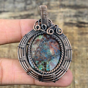 Chrysocolla Pendant Copper Wire Wrapped Pendant Chrysocolla Gemstone Pendant Gift For Her Handmade Pendant Jewelry Chrysocolla Jewelry