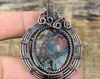 Chrysocolla Pendant Copper Wire Wrapped Pendant Chrysocolla Gemstone Pendant Gift For Her Handmade Pendant Jewelry Chrysocolla Jewelry