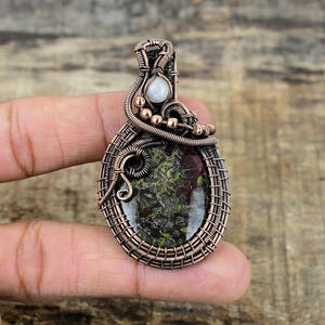 Dragon Blood Jasper Pendant Designer Copper Wire Wrapped Pendant Dragon Blood Jasper Gemstone Pendant Jewelry Handmade Pendant Gift For Her
