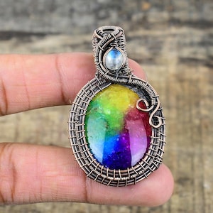 Rainbow Solar Quartz Pendant Copper Wire Wrapped Pendant Solar Quartz Gemstone Pendant Gift For Her Handmade Jewelry Solar Quartz Jewelry