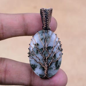 Tree Of Life Moss Agate Gemstone Copper Wire Wrapped Pendant Handmade Jewelry Pendant Gift For Love, Beautiful Gemstone Jewelry