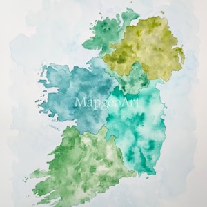Landkarte von Irland - handgemaltes Original-Aquarell-Kunstwerk (A4 & A3 verfügbar)