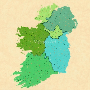 Mapa de Irlanda Verde - Puntos - hecho con acrílico