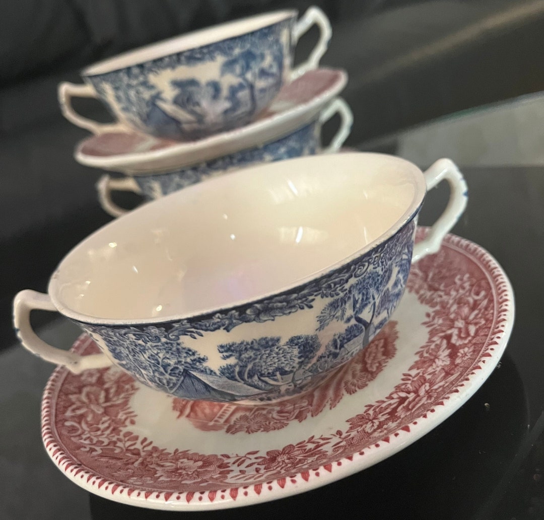 English Vintage Soup Bowl With Saucer - Etsy