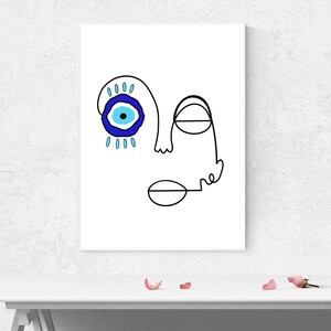 Line Art Evil Eye Digital Print, Evil Eye Digital Print, Printable Wall Art, Boho Evil Eye Digital Print