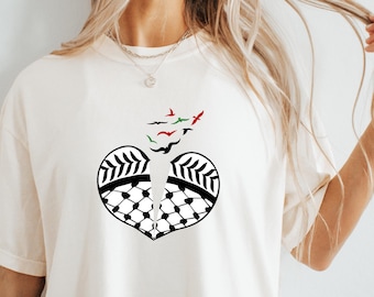 Palestine Heart Comfort Colors® T-shirt, Palestine Freedom T-shirt, Free Palestine, Palestine Gift.