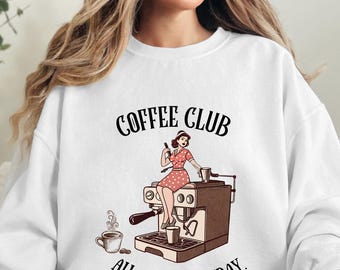 Sudadera Coffee Club, sudadera vintage de cuello redondo, sudadera Espresso