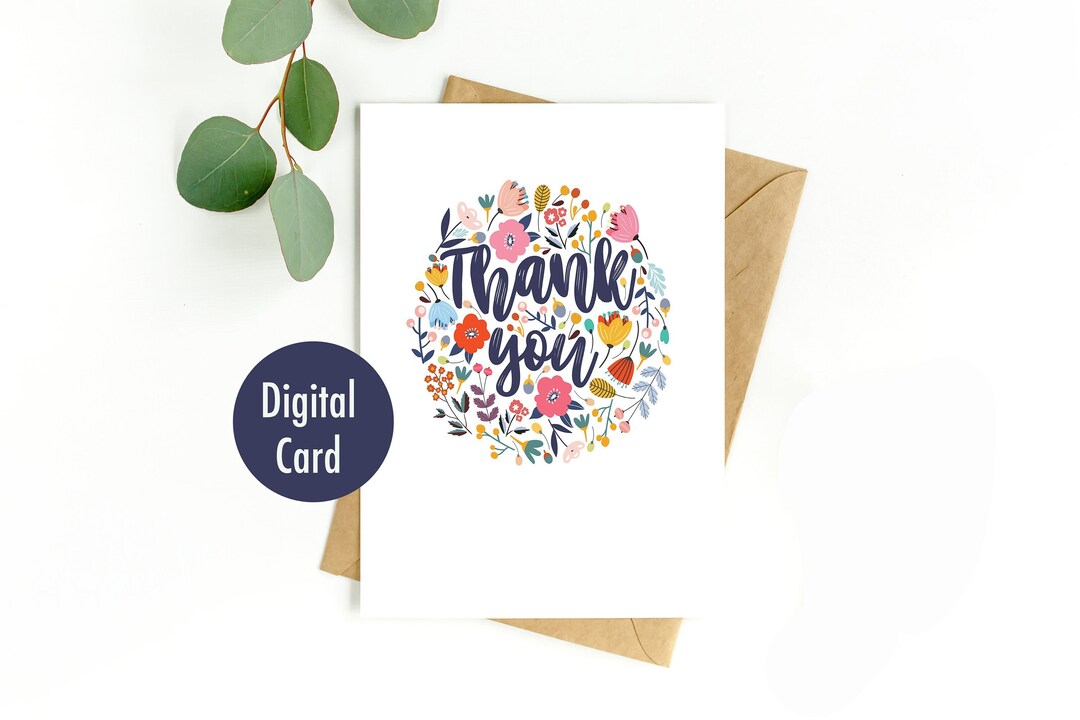 Thank You Digital Card, Printable Thank You Card, Digital Downloadable