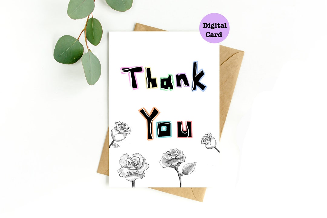 Thank You Digital Card, Printable Thank You Card, Digital Downloadable ...