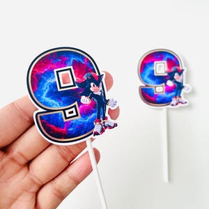 Sonic Shadow Cupcake Toppers, Sonic Shadow Birthday, Sonic Shadow Decoration, Sonic Shadow Supplies, Sonic Shadow Party