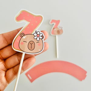 Capybara Cupcake Toppers, Capybara Birthday, Capybara Party, Capybara Decoration, Capybara Supplies