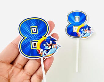 Cupcake Toppers Sonic, Sonic Birthday, Sonic The Hedgehog Cupcake Toppers, Sonic Decoration, Sonic Theme Birthday Party, Sonic Party