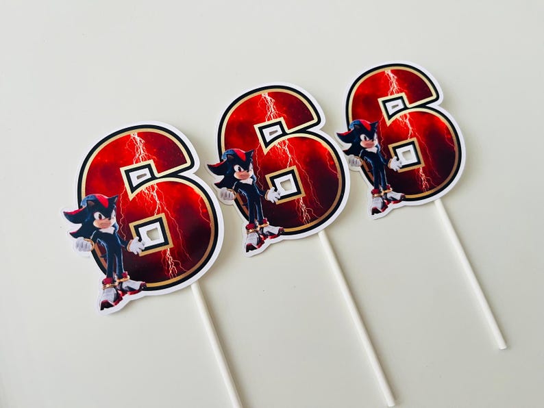 Sonic Shadow Cupcake Toppers, Sonic Shadow Birthday, Sonic Shadow ...