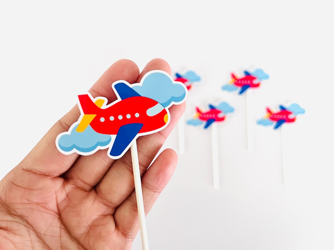 Airplane Cupcake Toppers Cute Airplane Cupcake Toppers Etsy