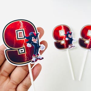 Sonic Shadow Cupcake Toppers, Sonic Shadow Birthday, Sonic Shadow Decoration, Sonic Shadow Supplies, Sonic Shadow Party