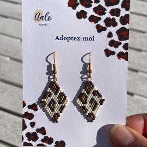 Boucles d’oreilles Léopard en perles tissée main