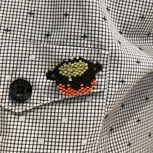 Handwoven Beaded Cauldron Brooch