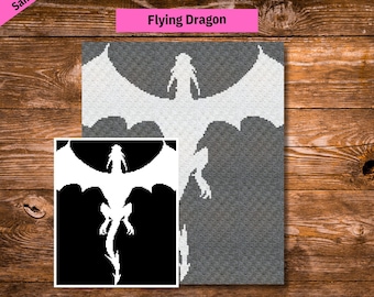 Flying Dragon C2C Crochet Blanket Pattern & Graph, Crochet Patterns, Crochet Blanket, Halloween Crochet Pattern, Year of The Dragon, SC, DC