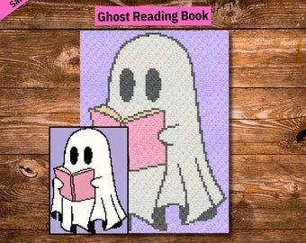 Ghost Reading Book Crochet Blanket Pattern, C2C Afghan (PDF Pattern)