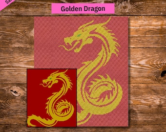 Golden Dragon C2C Crochet Blanket Pattern (PDF Pattern)
