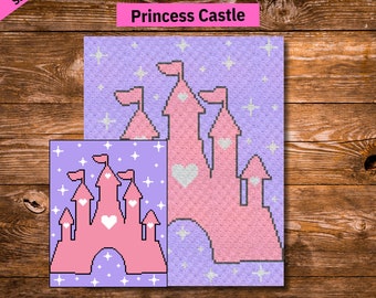 Princess Castle Crochet Blanket Pattern, C2C Graph (PDF Pattern)