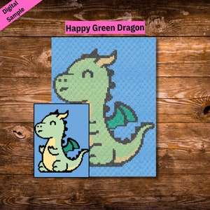 May include: A digital pattern for crocheting a happy green dragon. The pattern includes two sizes of the dragon, one small and one large.