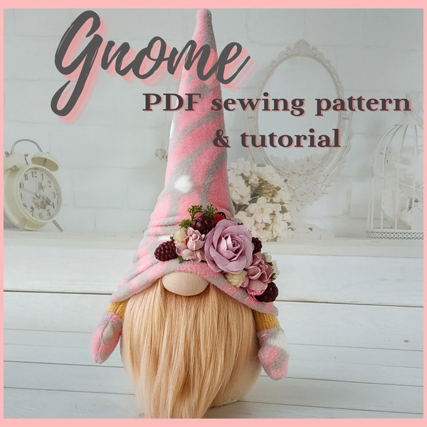 Patron de couture Gnome PDF, patron et tuto peluche gnome scandinave, Tomte nisse gonk DIY