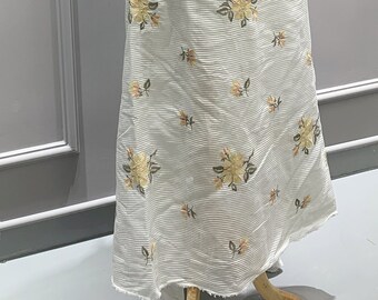 CLEARANCE - White Floral Embroidered Cotton Voile Fabric on Sale - Wedding Fabric by The Yard - Bridal Dress Fabric -Sewing - SS211225-EMB11