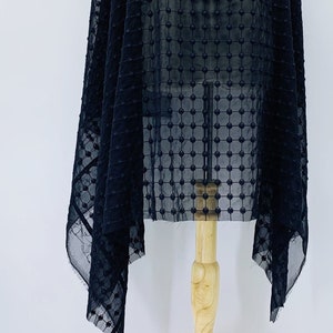 CLEARANCE - Black Dots Embroidery on Polyester Chiffon - Embroidered Fabric sold by yard-Lightweight Lace Fabric for Sewing - SS190914-EMB10