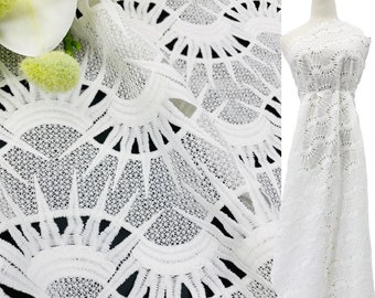 CLEARANCE - Ivory White Polyester Guipure Embroidered Fabric by The Yard - Bridal Fabric - Apparel Fabric - Ivory Lace - SS211109-EMB08