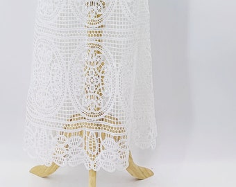 CLEARANCE - Ivory White Polyester Geometric Guipure Embroidered Fabrics by The Yard - Embroidery Lace Fabric on Sale - SS211109-EMB10
