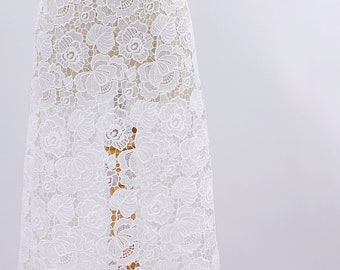 Wholesale Polyester Fabric - Ivory White Floral Garden Guipure Embroidered Fabric - Bridal Lace by Yard - Wedding Dress Lace -SS210929-EMB07