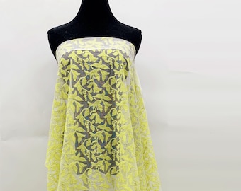 Lightweight Yellow Floral Embroidered Tulle Fabric by The Yard - Wholesale Polyester  Mesh Lace for Tutu Dress Sewing - SS221212-EMB18