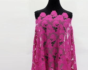 Fashion Apparel Fabric - Pink Floral Guipure Lace Fabrics by The Yard - Gown Lace Fabric - Solid Color Party Dress Fabric - SS221109-EMB02