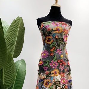 Factory Direct Bright Colorful Floral Embroidered Tulle Lace Fabric For Women Dresses - Polyester Fabric - Lace for Sewing - SS230204-EMB10